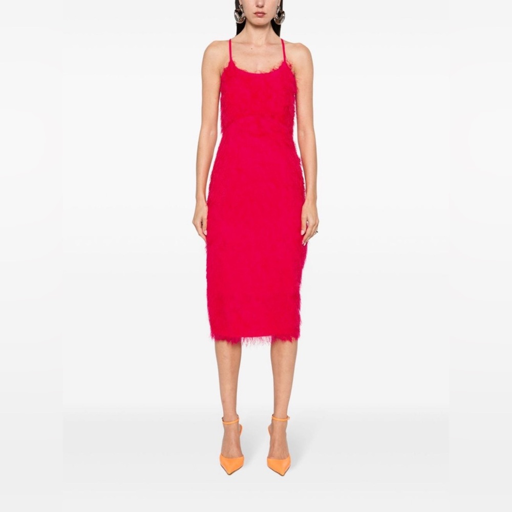 Twinset size 40 (fits US0-2) frayed midi dress in red/pink.